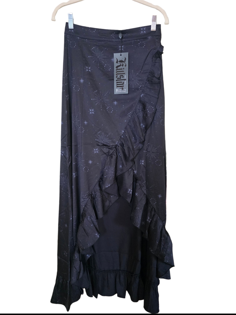 NWT Killstar Ruffled Maxi Skirt in Midnight Black - Feminine Wrap Style